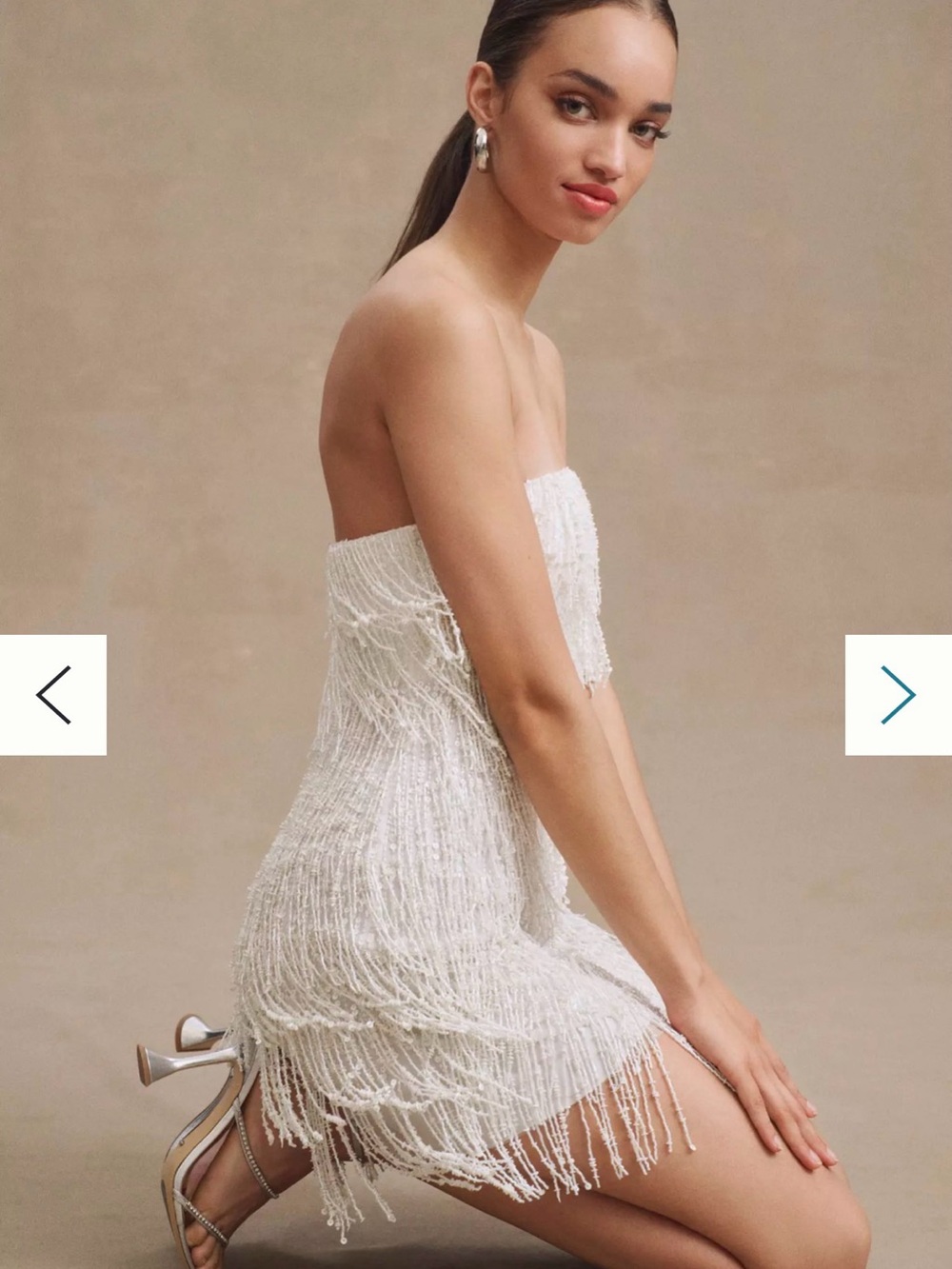 Strapless White Fringe Cocktail Dress